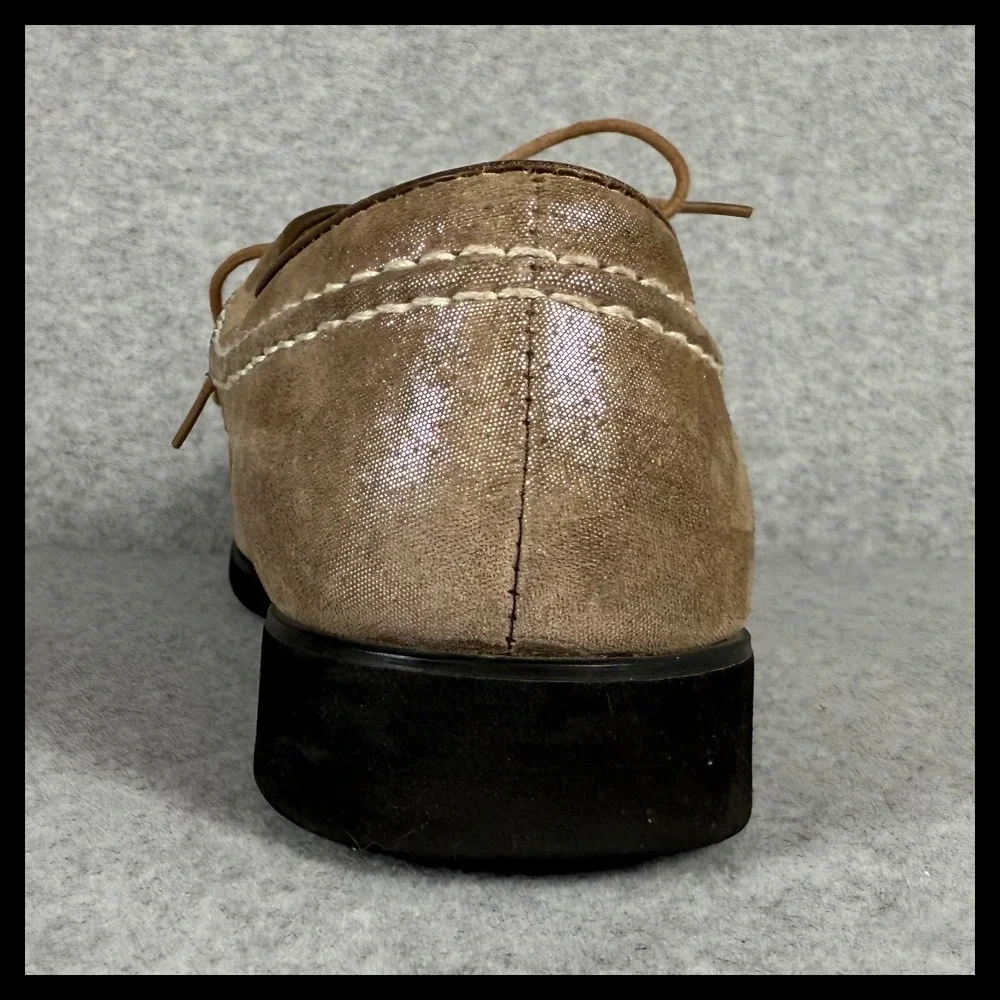 Vintage Hush Puppies Womens Moc Toe Oxford Shoes Size‎ 8 Taupe Beige Suede Sheen